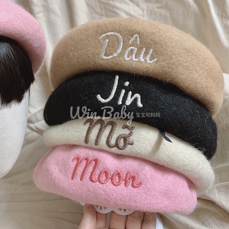 Mũ nồi dạ thêu tên cho bé size 2-6 tuổi