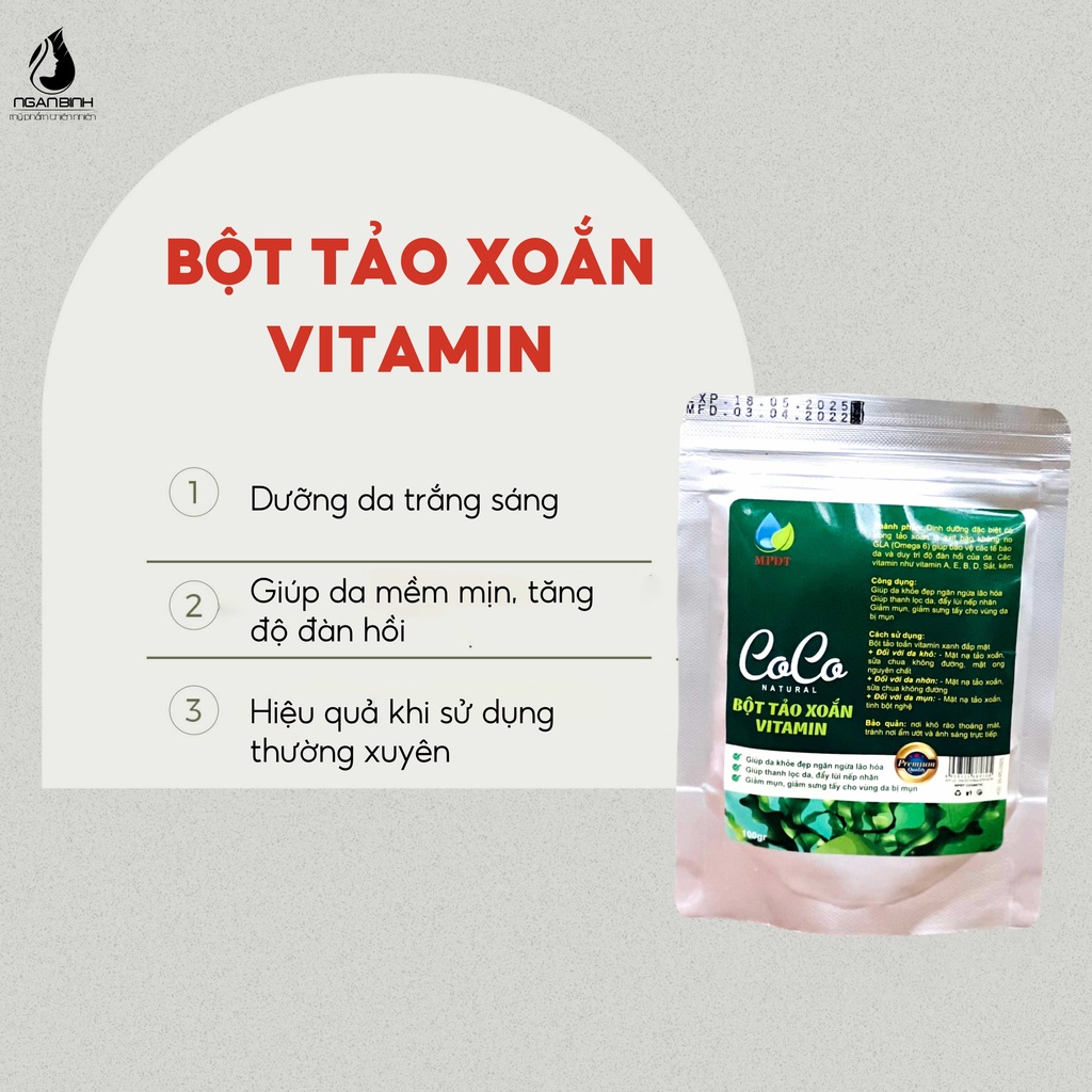 Mặt nạ tảo xoắn vitamin xanh tăng cường dưỡng da, giảm sưng tấy, đẩy lùi nếp nhăn