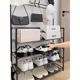 Kệ giày dép treo quần áo mũ nón chữ L nhiều tầng
