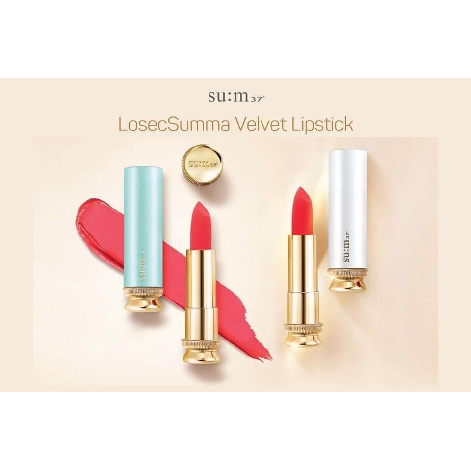 Son môi Su:m37 Losec Summa Elixir Golden Lipstick siêu lì màu đỏ lạnh.