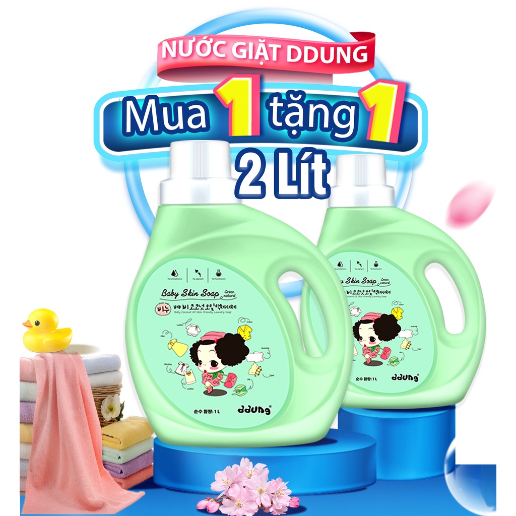Nước giặt xả ddung Hàn Quốc 2 in 1,giặt siêu sạch,thân thiện làn da không phai màu,combo mua 1 tặng 1.