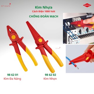 Kìm knipex nhựa gia cường sợi thủy tinh cách điện chống đoản mạch 98 62 01 đa năng 98 62 02 kìm nhọn