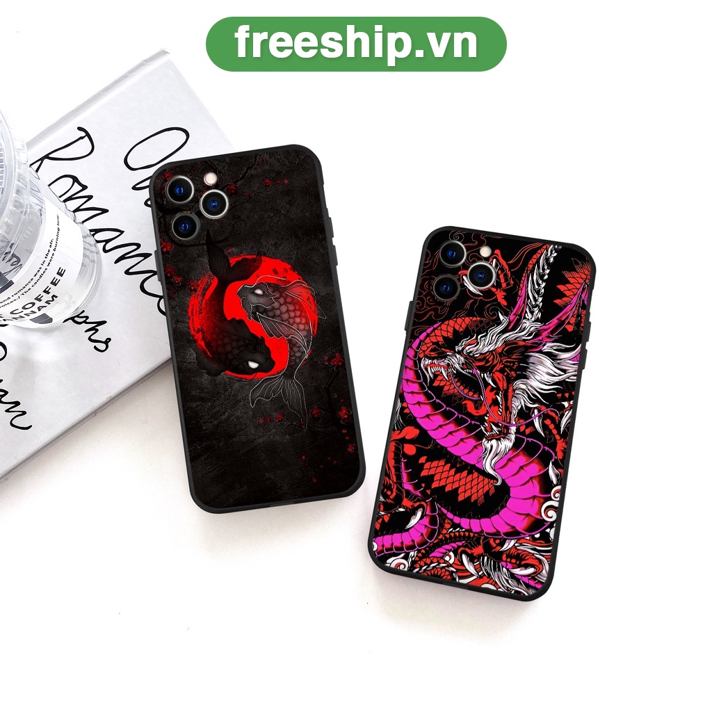 Ốp điện thoại iphone cạnh vuông Cá chép rồng nghệ thuật 6/6splus/7/7plus/8/8plus/x/xr/xs/11/12/13/14/pro/max/plus/