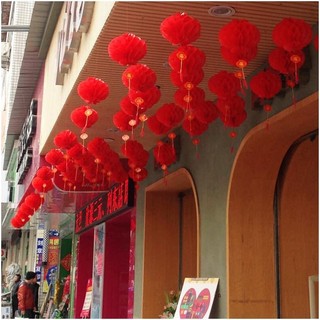 Đèn lồng giấy nilông đỏ trang trí tết văn phòng khai trương