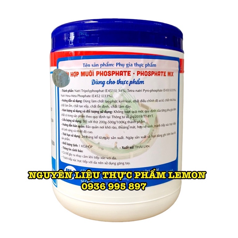 1Kg Phụ gia giòn dai Phosphate Mix Thái Lan nắp xanh chuyên dùng cho giò chả