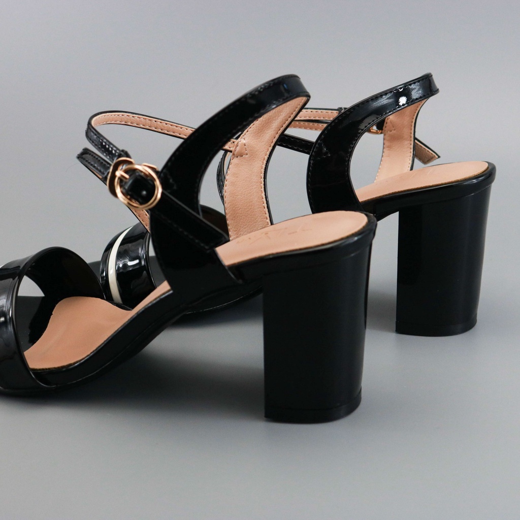 Giày sandal nữ cao cấp TLY, sandal 6,5p viền đen PU TLYSD09, da thật, sản phẩm được bảo hành.