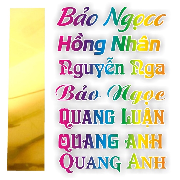 Tem dán xe vàng gương ánh kim theo tên. tem theo yêu cầu, vàng gold, crom