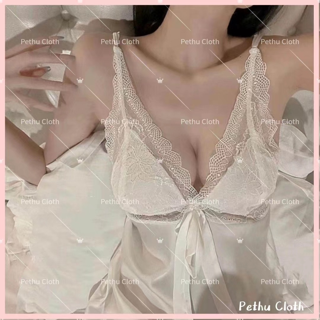 （Q1,HCM）Váy ngủ sexykhông quần lót2 dây lụa chất đẹp cao cấp mặc nhà gợi cảm quyến rũ--029