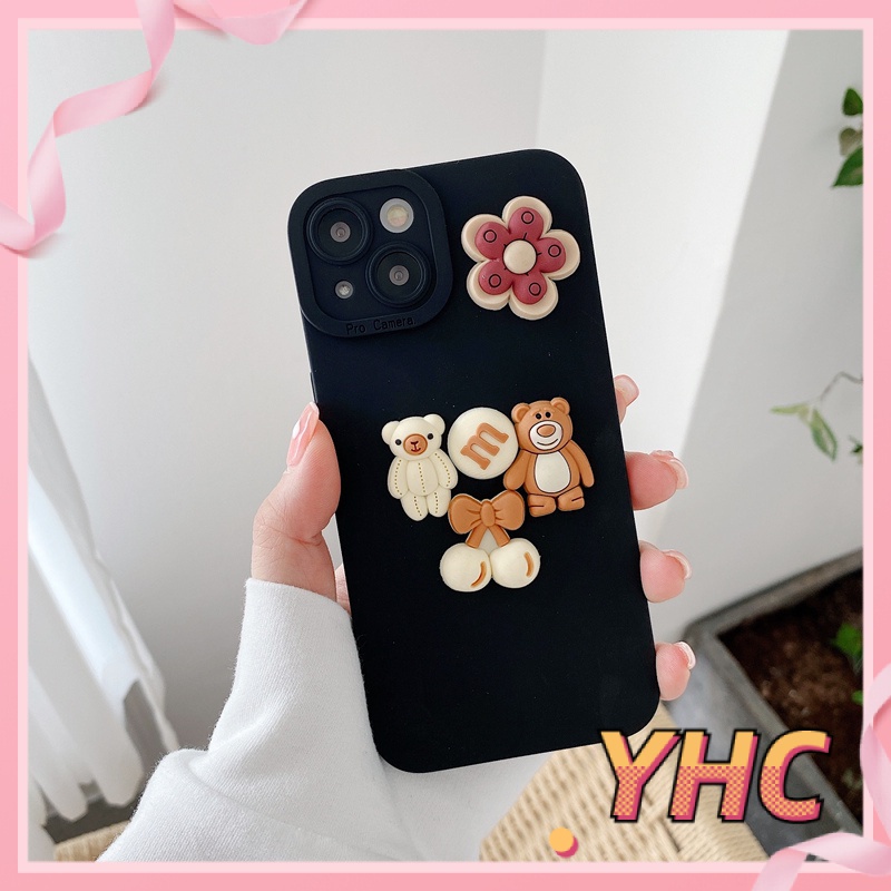 ốp iphone Họa Tiết Hoa Và Gấu Đáng Yêu Cho Iphone6 6splus 7 7plus 8 8plus XR X XS 11 12 Pro max Plus Promax max-062