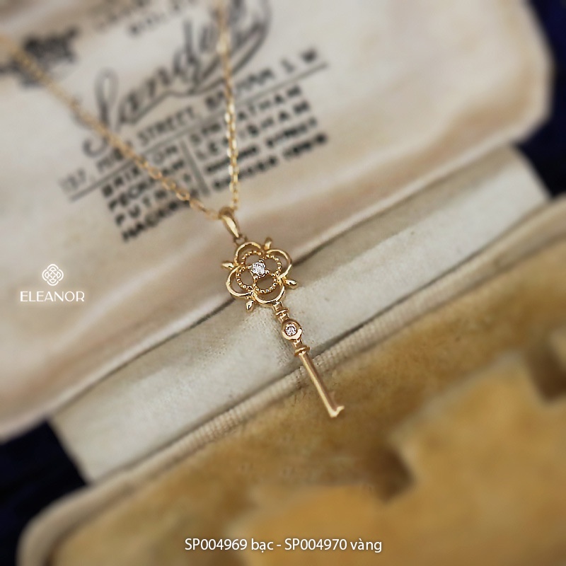 Dây chuyền nữ bạc 925 Eleanor Accessories mặt hình chìa khóa đính đá phụ kiện trang sức 4969