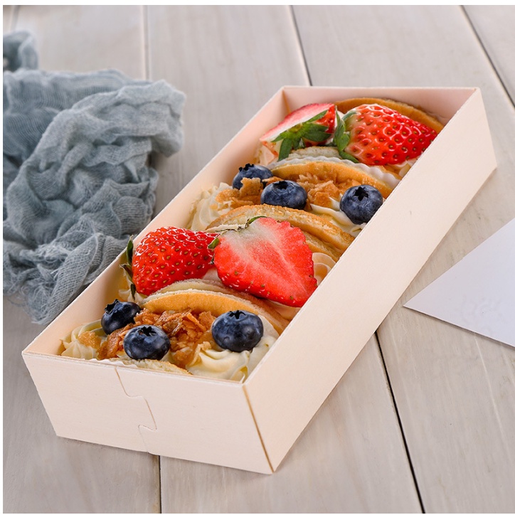 10 cái hộp gỗ ép mỏng có nắp dùng để đựng bánh sushi các loại