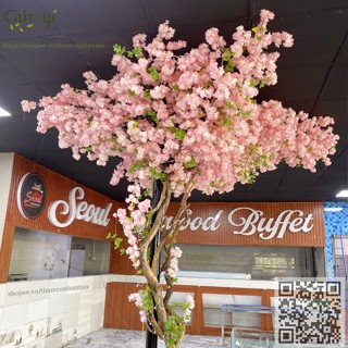 Cành đào giả - Hoa Anh Đào Nhật Bản Cánh Hoa Kép 100 Cm Làm Cây Đào Trang Trí