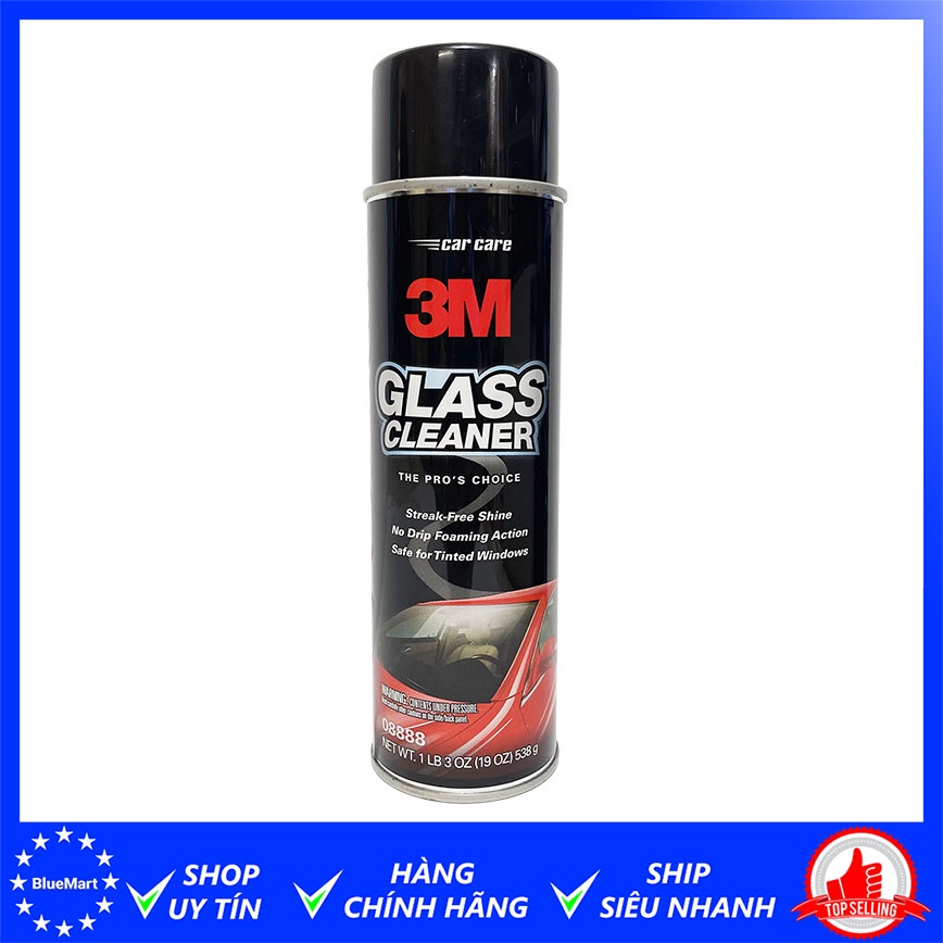 Chai xịt làm sạch và trong kính ô tô 3M Glass Cleaner 08888 (nước lau kính)