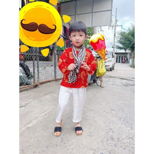 Bà Ba Bé Trai Bé Gái Kèm Khăn Rằn Siêu Đẹp Chất Gấm Lụa Cao Cấp