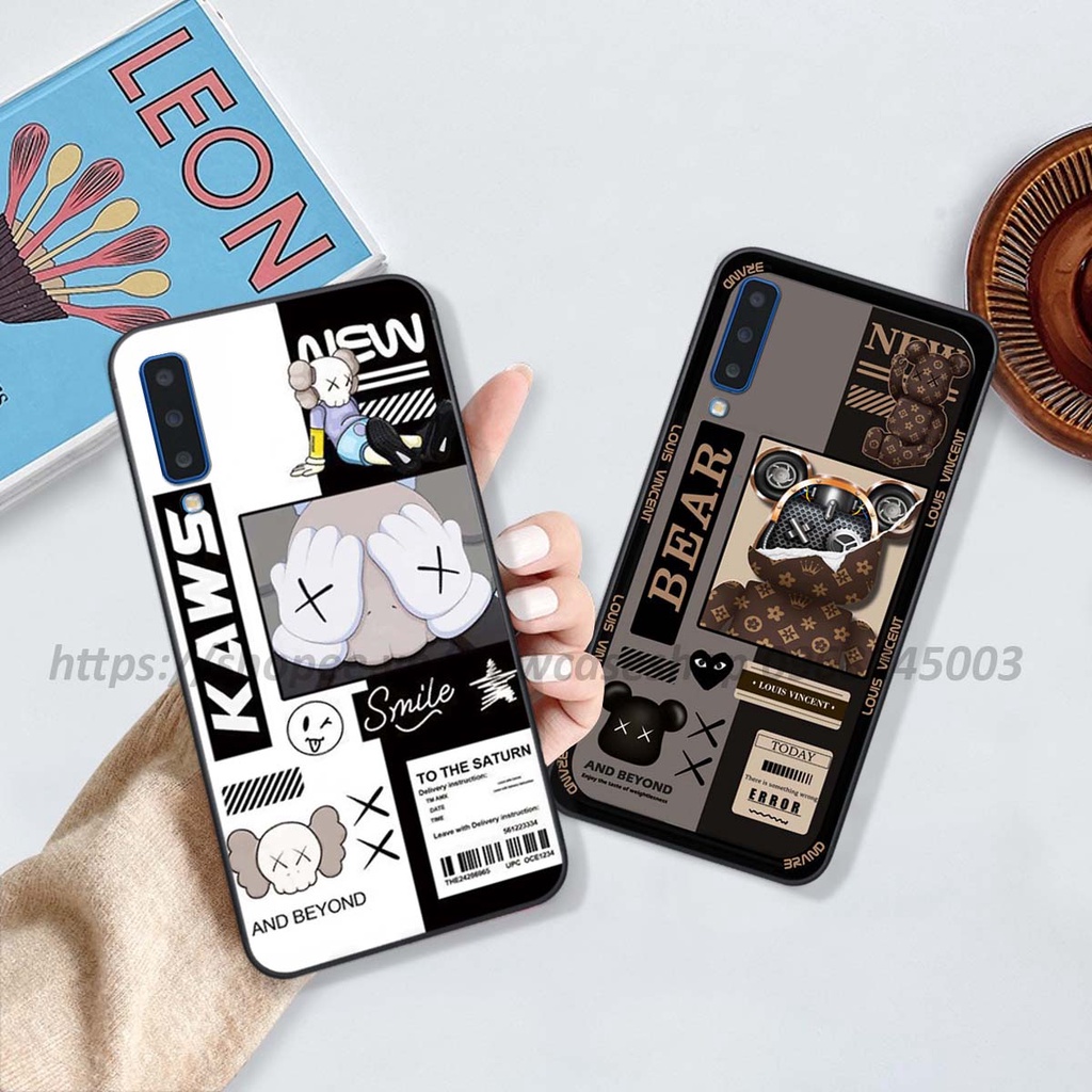 Ốp Samsung A7 2018 / A9 2018 in hình 3D Bear Brick,Bear Love,K@ws,Coffee,...