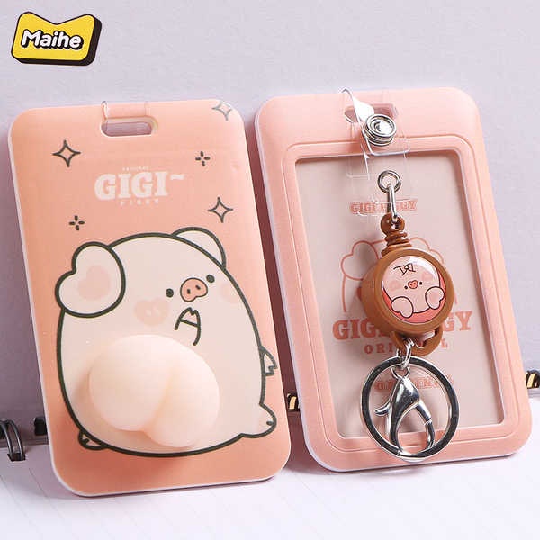 (Hàng Có Sẵn) Hộp Đựng Thẻ Ghi Chú Bằng Nhựa Chống Thấm Nước Hình Chú Heo Gigi Có Thể Thu Gọn Cho Học Sinh Tiểu Học / Trường Mẫu Giáo