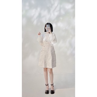 Đầm tweed 4 nút túi đắp