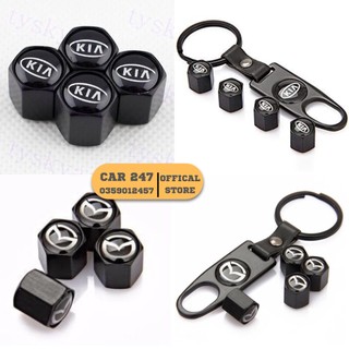Bộ 4 nắp chụp trang trí bảo vệ đầu van ô tô có logo hãng xe