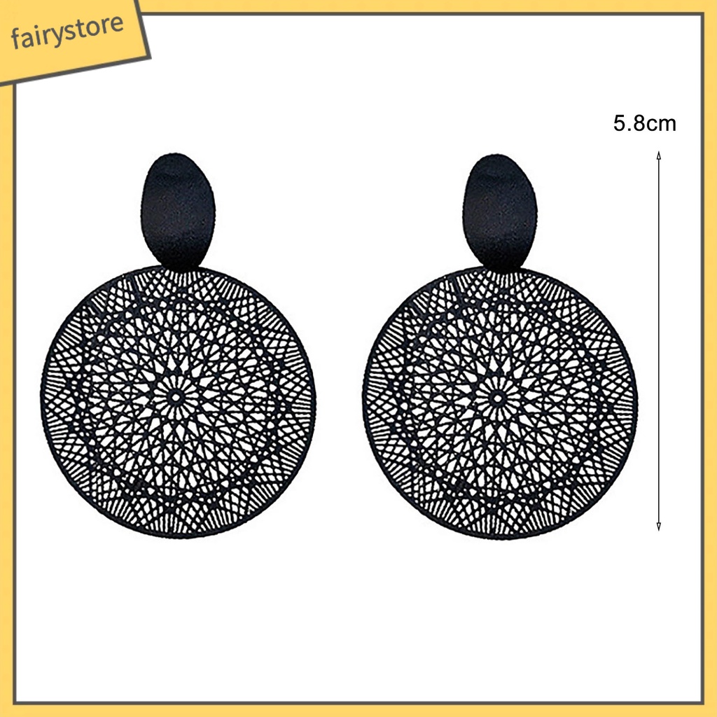 1 Đôi Bông Tai Hình Tròn Bằng Hợp Kim Thiết Kế Đục Lỗ Thời Trang Cho Nữ