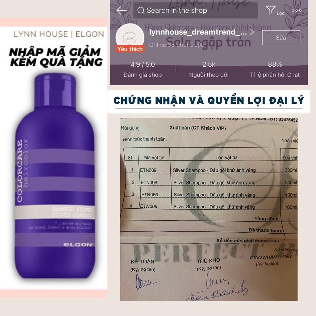 Dầu gội tím Elgon - khử vàng và giữ màu dành cho tóc tẩy nhuộm màu thời trang