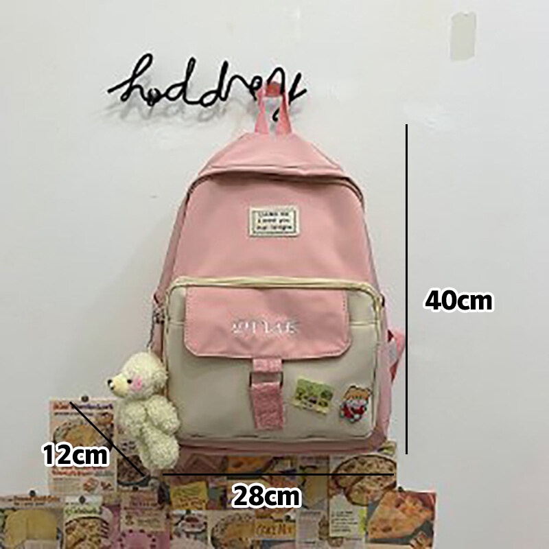 Balo Nylon Sức Chứa Lớn Không Có Móc Treo Hành Lý Phong Cách Nhật Bản Dễ Thương Cho Nữ