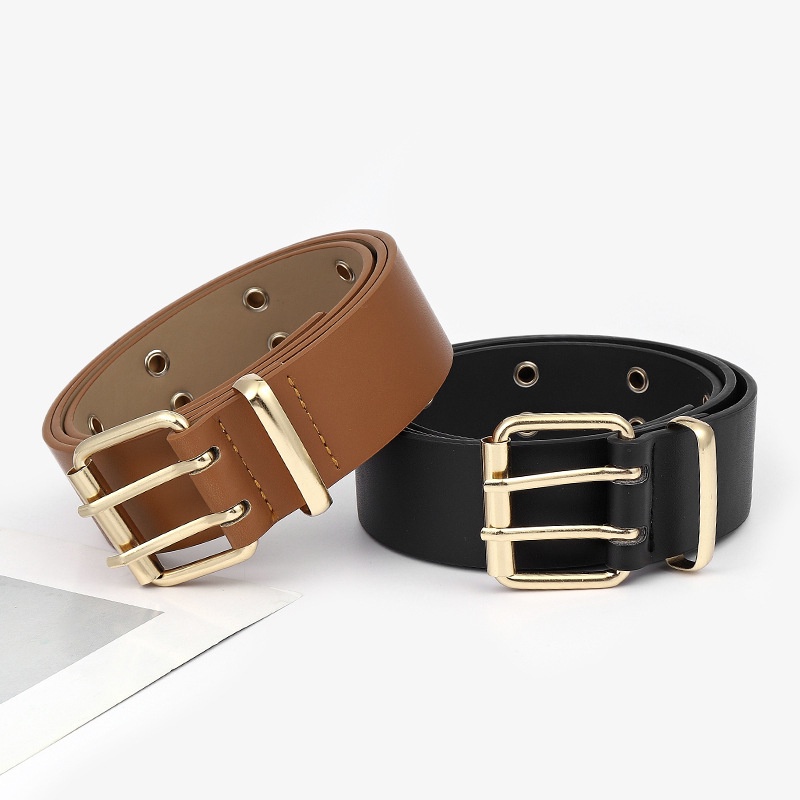 Thắt Lưng Hai Hàng Khóa Kim Loại Màu Vàng Kim Trang Trí Quần Jean Thời Trang Hàng Mới Dành Cho Bạn Nữ Hàng Có Sẵn