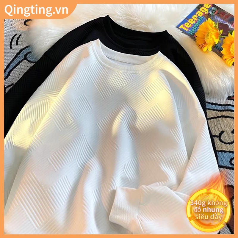 Áo Nỉ Tay Dài Cổ Tròn Lót Lông Cừu Dày Dáng Rộng Thời Trang Hàn Quốc Dành Cho Học Sinh