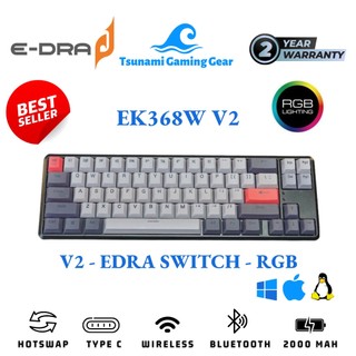 Bàn phím cơ E-DRA EK368W Hotswap/ Bluetooth/ TypeC Hàng chính hãng