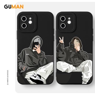 Ốp lưng GUMAN Mềm màu đen cặp đôi dễ thương đẹp Cho iPhone 16 15 14 13 12 11 Pro Max SE 2020 X XR XS 8 7 ip 6S 6 Plus kute XYB1028