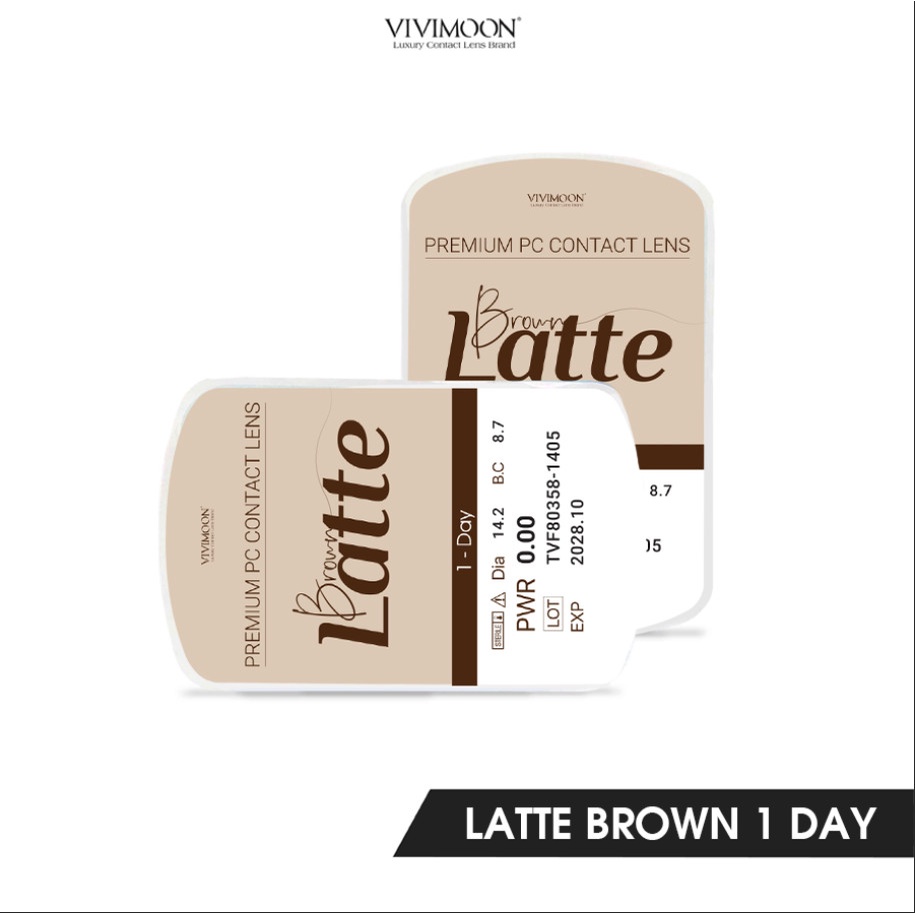 Lens cận 1 ngày nâu tự nhiên khóa ẩm VIVIMOON Latte Brown