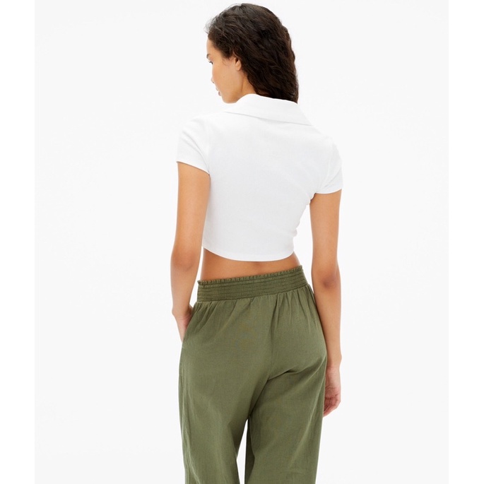 Áo Thun Croptop Aeo xuất xịn 2 màu Trắng, Cam