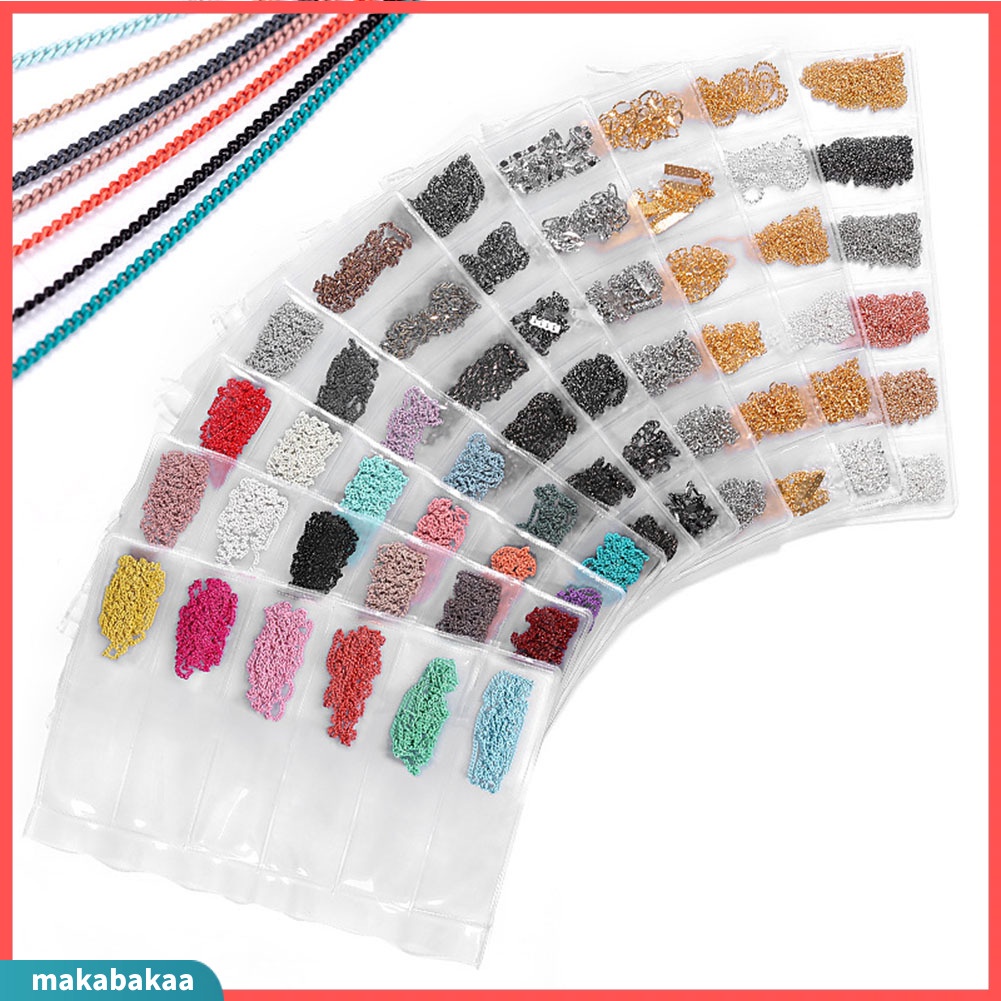 Chuỗi xích hợp kim 3D trang trí móng tay nghệ thuật tự làm nhiều kích thước và màu sắc