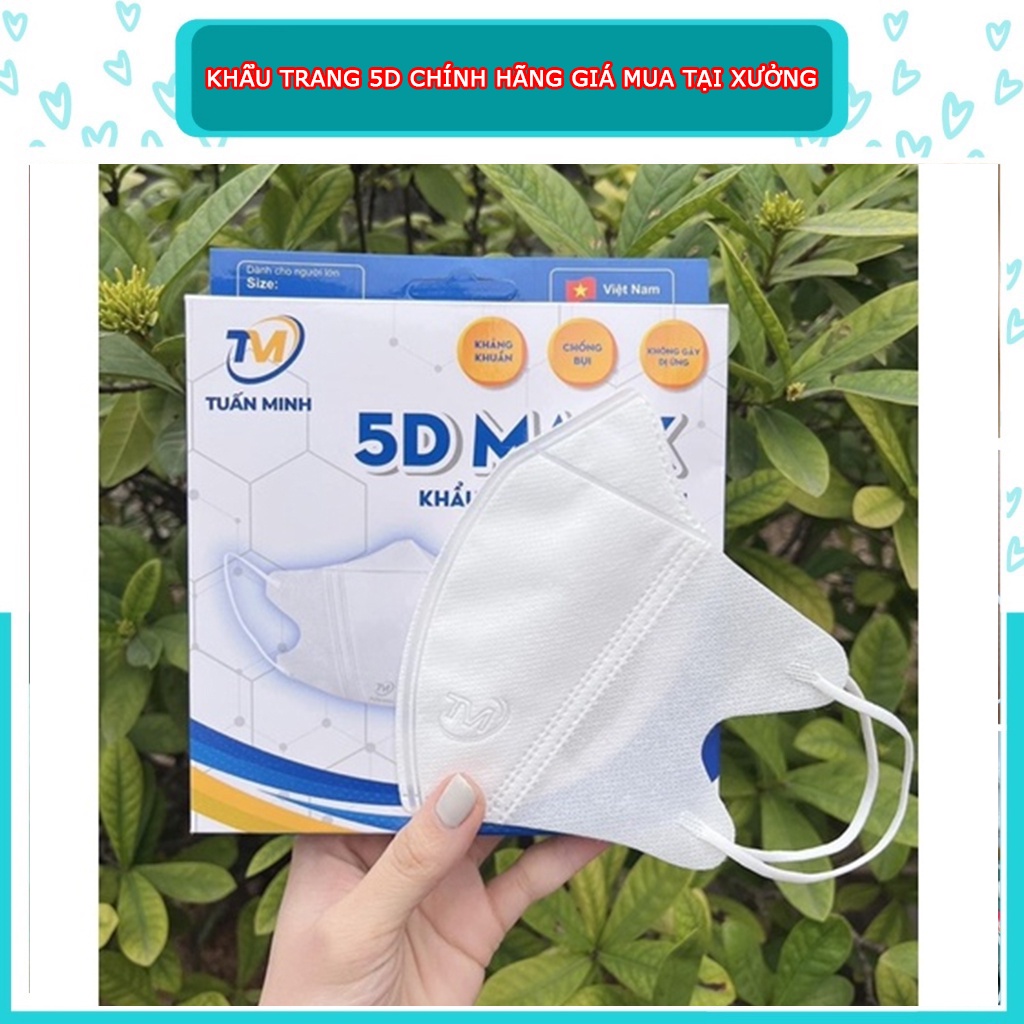 Khẩu trang 5D Nam Anh,Phượng Cát ... lẻ hộp 10 chiếc trắng