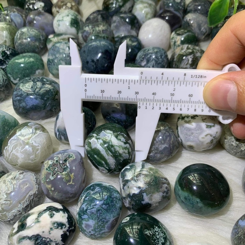 Viên đá Mã Não Rêu Moss agate Thanh Tẩy Tarot, Reiki - Tarotbygenie