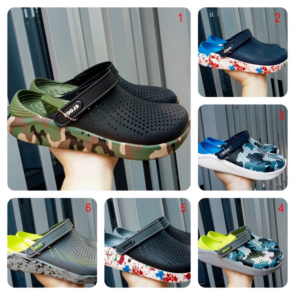 Dép crocs literide camo nam nữ hàng xuất khẩu siêu bền và êm chân, chất liệu cao cấp chống trơn trượt bám dính tốt
