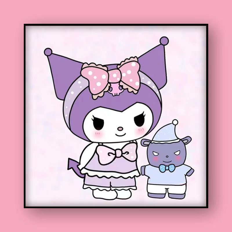 Vinci tranh tô màu theo số/khung ảnh 30x30/tranh số hoá mini/Kuromi/tranh vải anime/trang trí đào/tranh sơn dầu số hoá