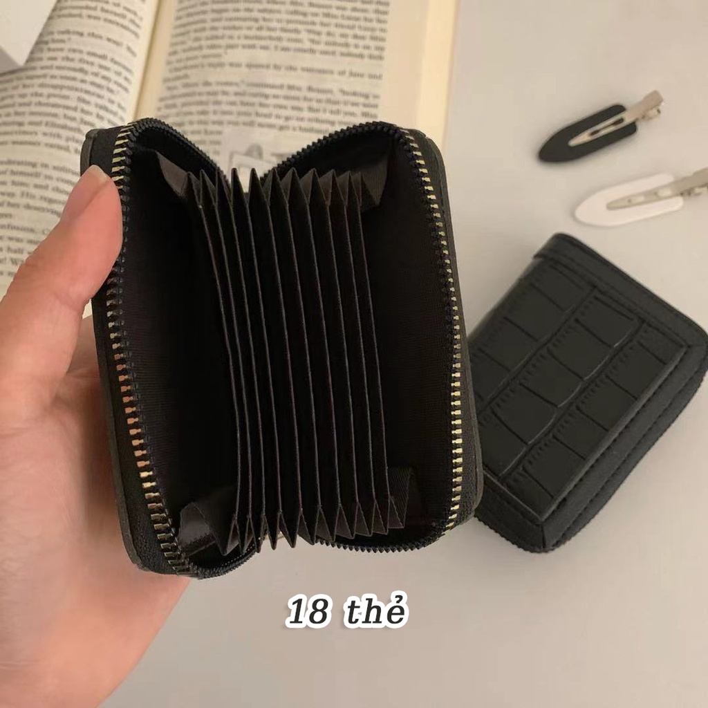 Ví Da PU Cao Cấp Với 18 Ngăn Đựng Thẻ Thời Trang