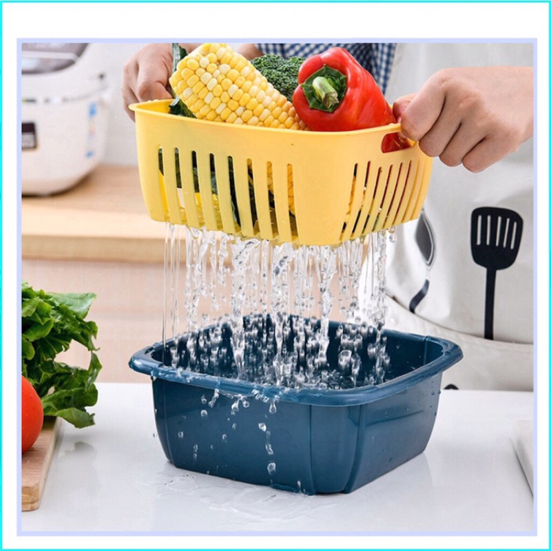 Rổ nhựa đựng rau củ 2 lớp _Rổ đựng đồ đa năng trong tủ lạnh có nắp đậy
