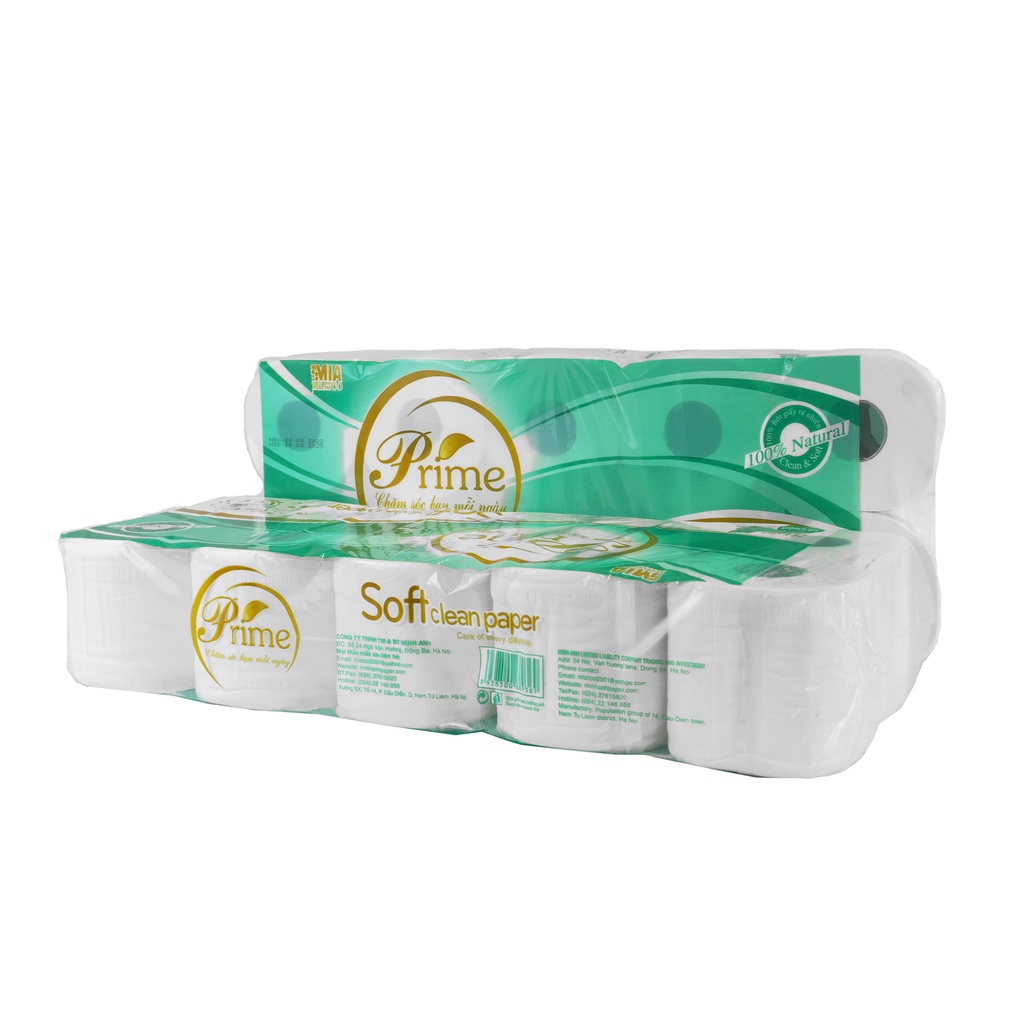 COMBO 2 DÂY GIẤY VỆ SINH 10 CUỘN 3 LỚP XANH CÓ LÕI PRIME 1.5KG/ DÂY/ 10 CUỘN || TOILET PAPER