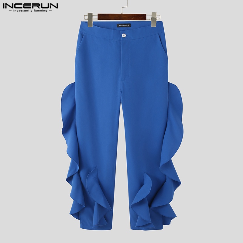 Quần dài INCERUN phối bèo bên hông phong cách hippie thời trang cho nam