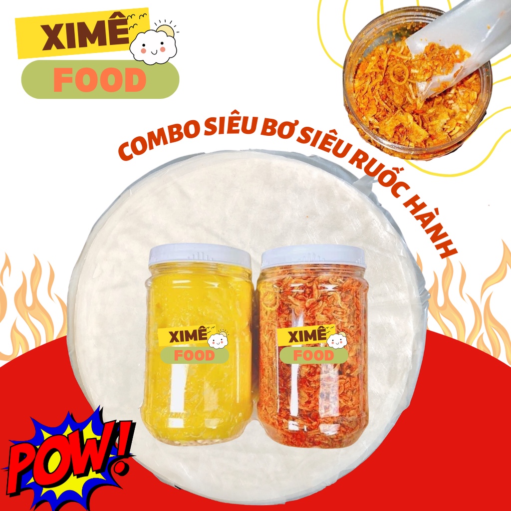 COMBO SIÊU BỰ 400gr bơ phomai 200gr hành phi Bánh tráng phơi sương siêu mềm dẻo hút chân không Xime food