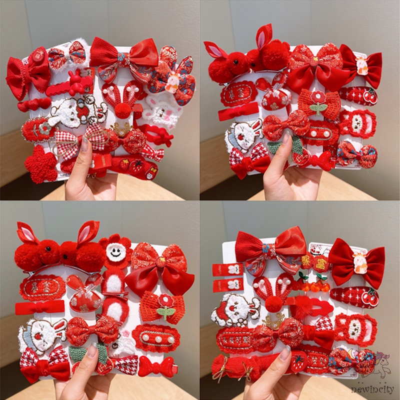 Set 9 Kẹp Tóc Phong Cách Năm Mới Hàn Quốc Cho Bé Gái