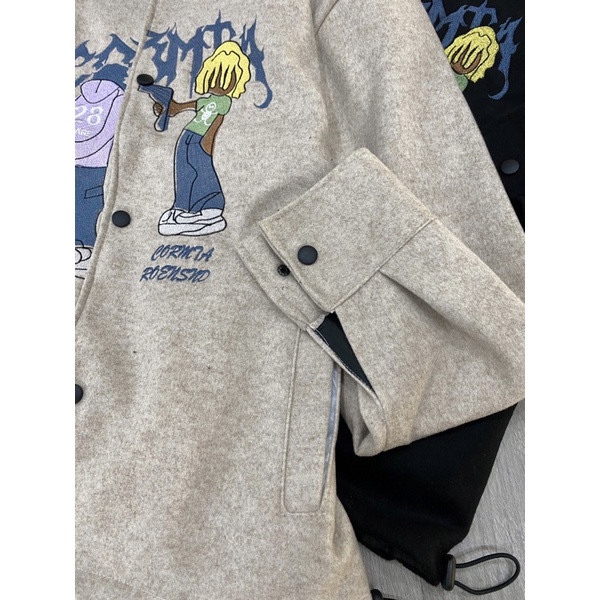 ÁO KHOÁC BOMBER DẠ CỔ DA UNISEX NAM VÀ NỮ