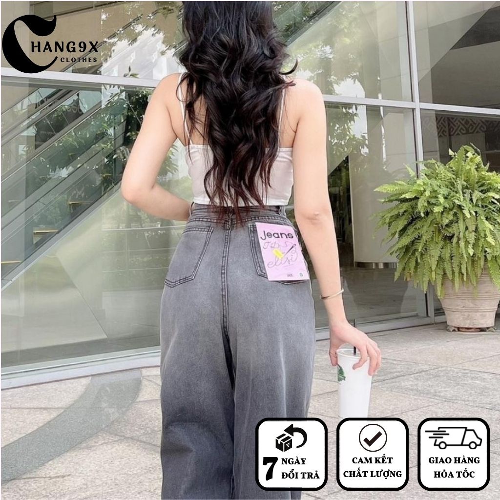 Quần jean nữ dáng suông màu xám đen loang màu basic, chất bò dày dặn, không co giãn phong cách Hàn Quốc MT5022-5030-5043