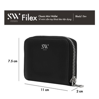 Ví ngắn Sincewhen FILEX khoá kéo - Đen (Classic Mini Wallet - Black)