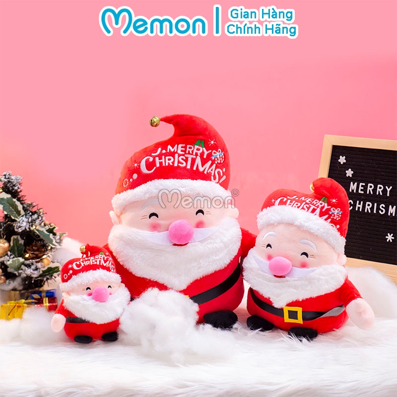 Gấu Bông Ông Già Noel Béo Ngồi Mũ Chuông Cao Cấp Memon