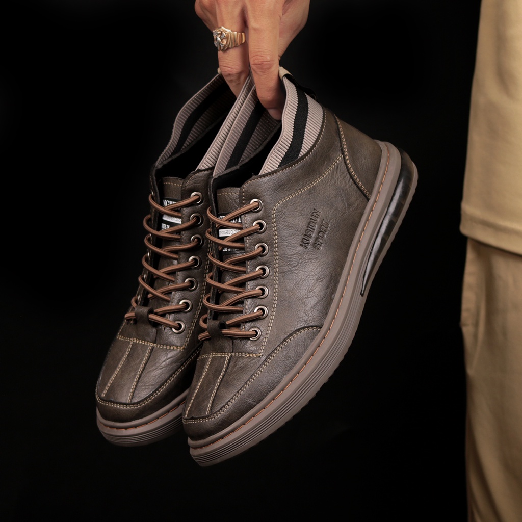 Giày sneaker nam BARITTA cổ lửng da nappa dây thông minh co giãn đế cao su đệm hơi tăng 3cm -  BRT06