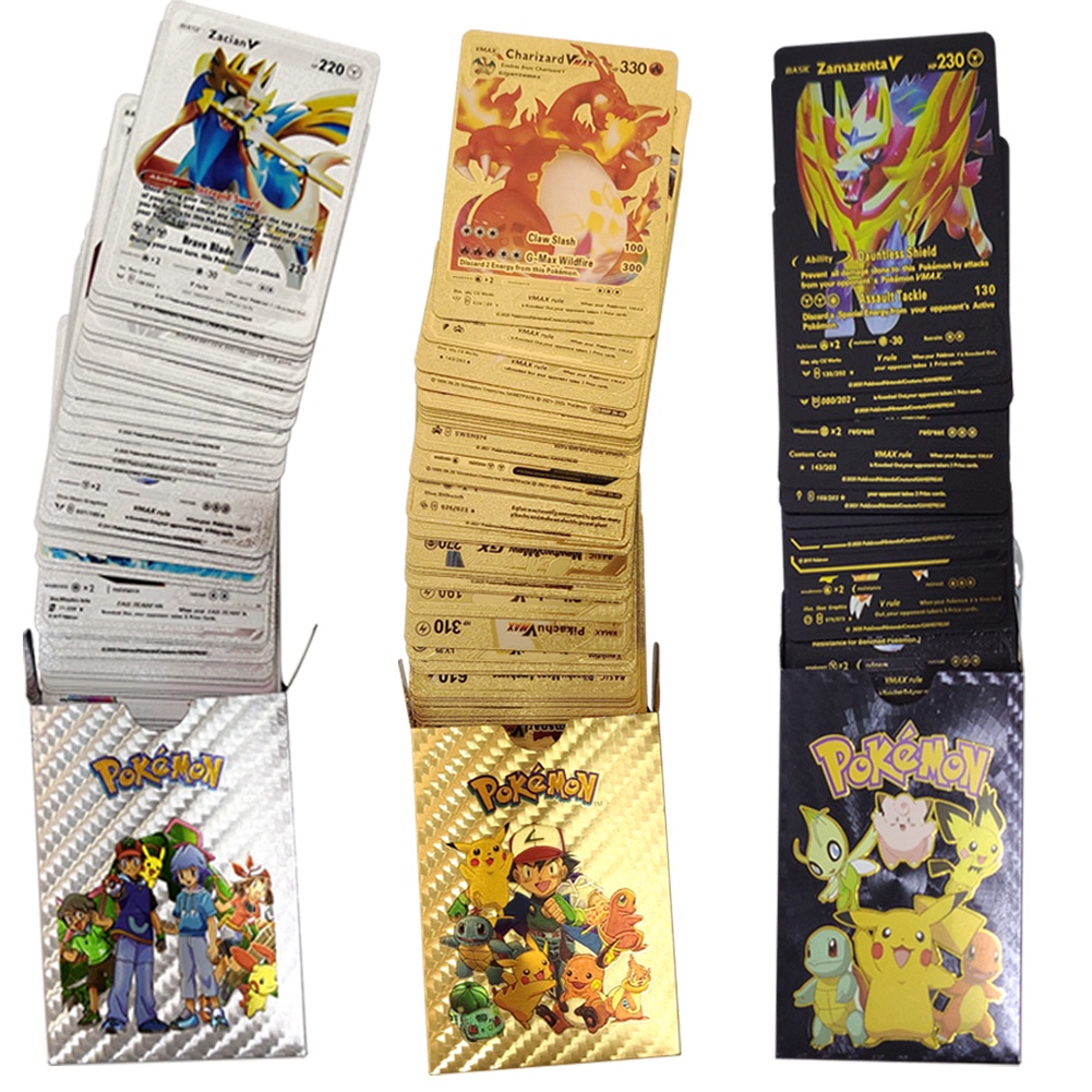 Bộ Sưu Tập Thẻ Bài Pokemon Vmax Gx Bằng Kim Loại Màu Vàng Kim