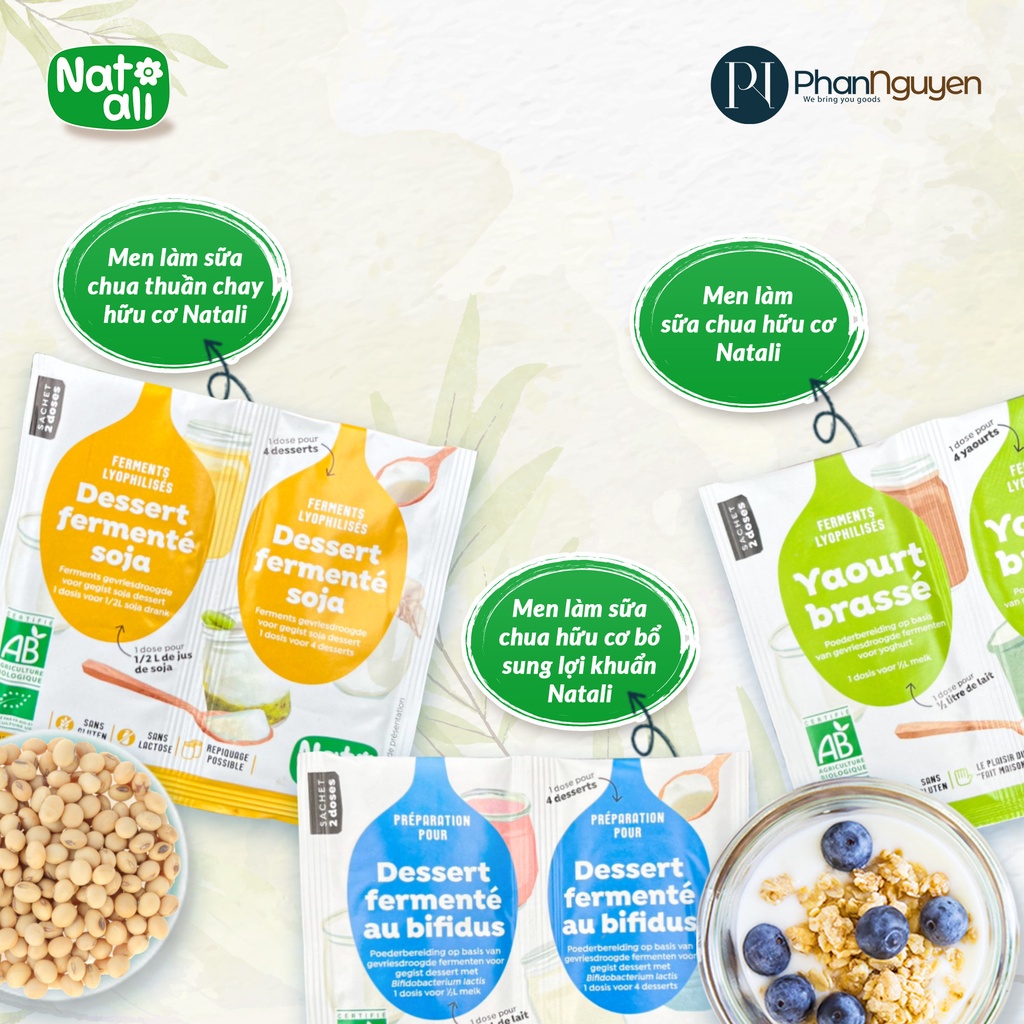 Men làm sữa chua hữu cơ Natali 2x6g