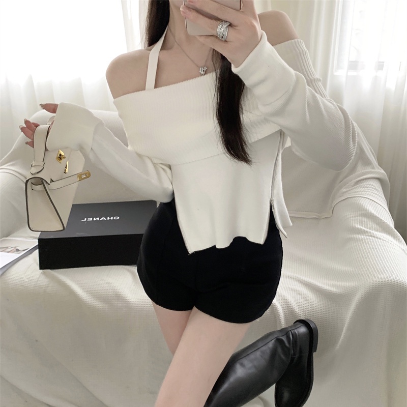 COZOK Áo sweater Tay Dài Dáng Suông Hở Vai Quyến Rũ Cho Nữ
